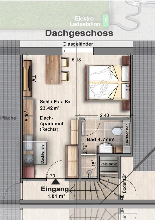 -Neubau- 30Qm Dach-Apartment Фульда Экстерьер фото